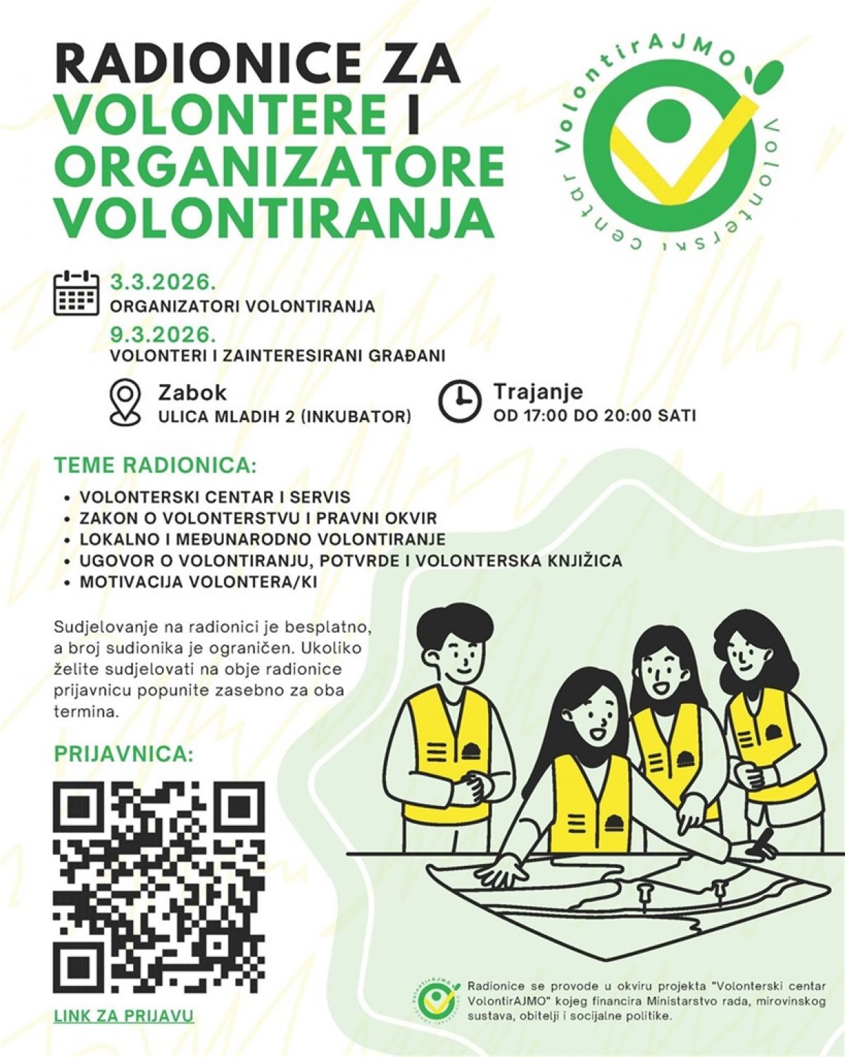 Besplatne radionice o volontiranju u Zaboku – prijave otvorene!