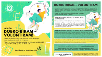 “Dobro biram – Volontiram!”: Natječaj potiče učenike Krapinsko-zagorske županije na promišljanje o volontiranju