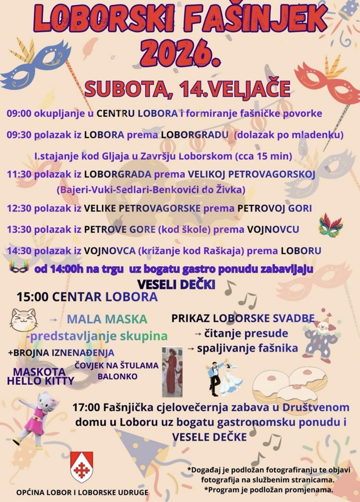 Loborski fašinjek 2026.: Tradicija, maske i veselje ponovno oživljavaju Lobor