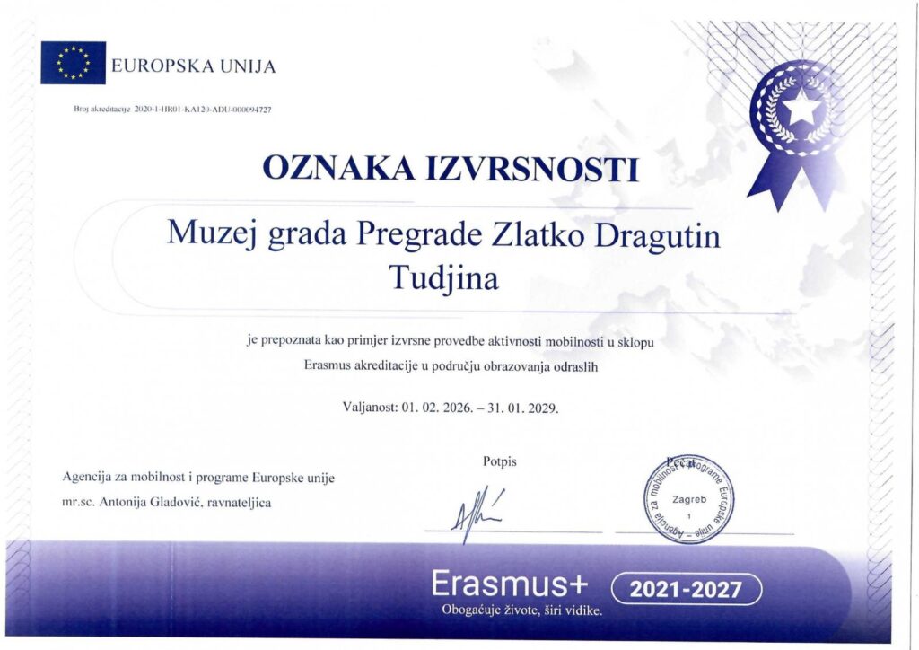 Muzej grada Pregrade dobio prestižnu EU oznaku izvrsnosti za provedbu Erasmus programa