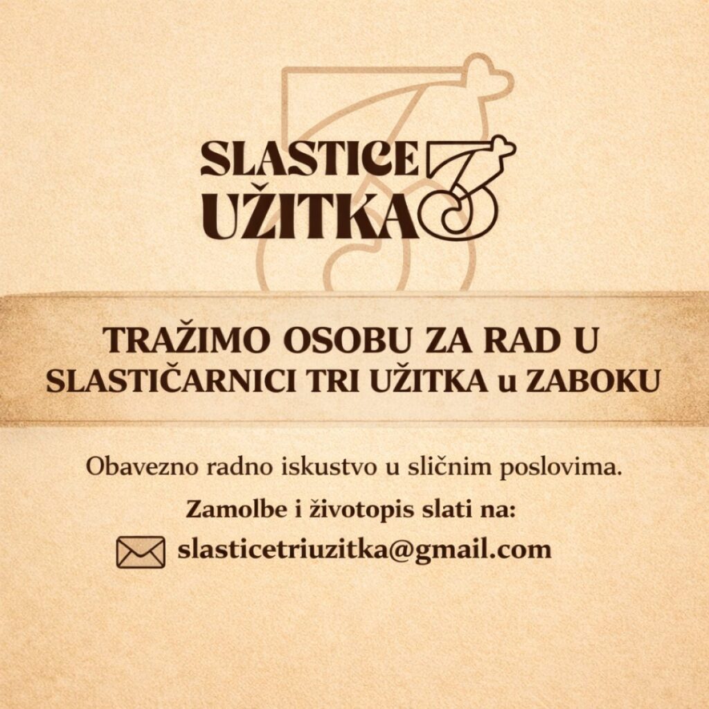 Prilika za rad u slastičarnici Tri užitka u Zaboku: Traži se odgovorna i motivirana osoba