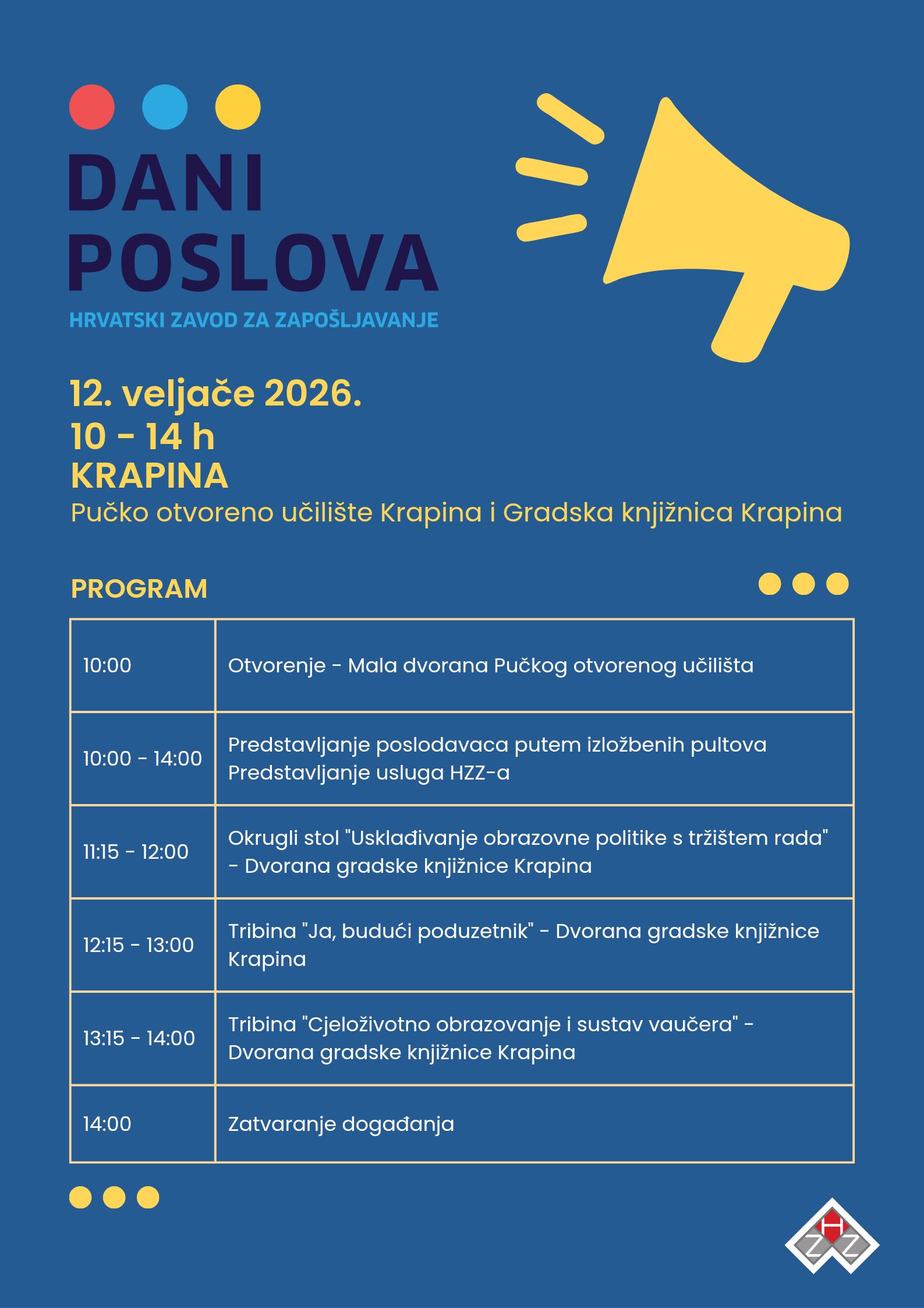 Susret poslodavaca i tražitelja posla 2026. u Krapini: Širok spektar prilika za zapošljavanje i usavršavanje
