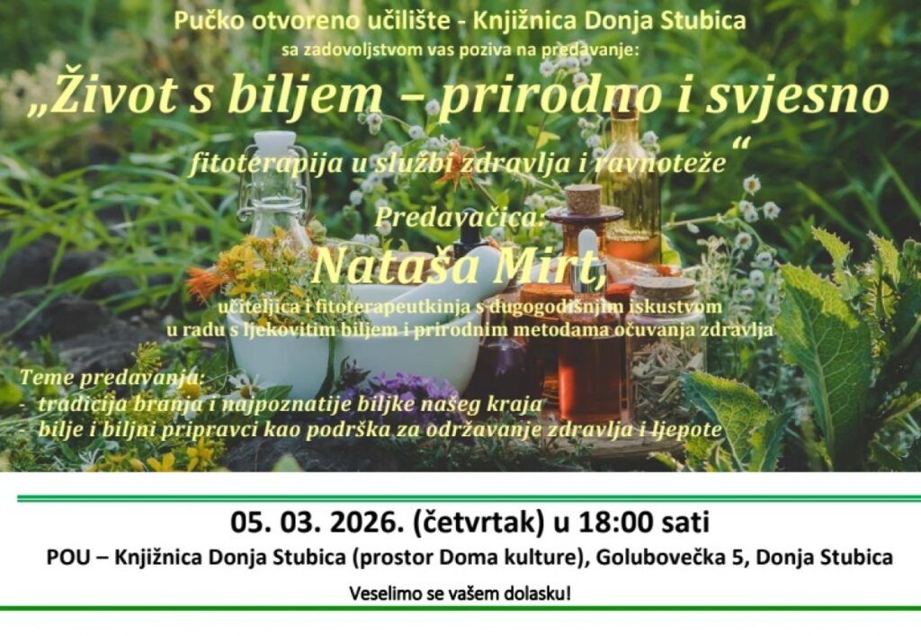 Donja Stubica: Predavanje o fitoterapiji i lokalnim biljkama