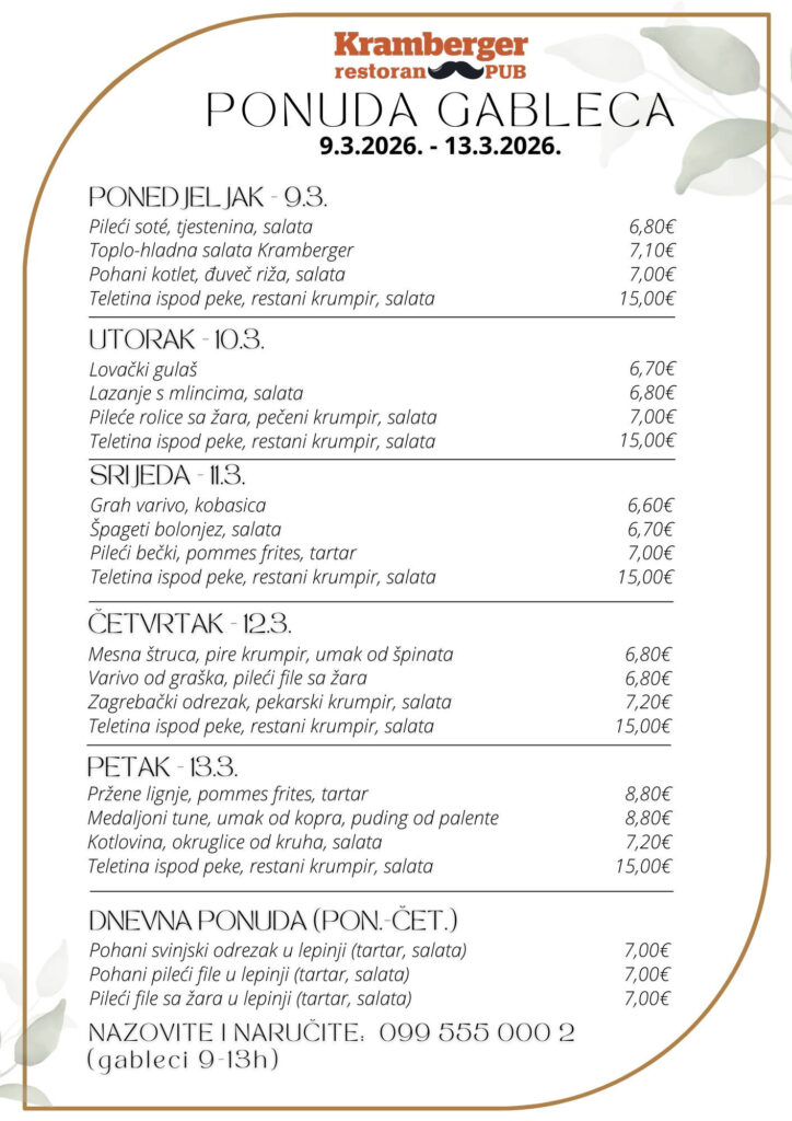 Restoran Kramberger – 09.03.-14.03.2026.