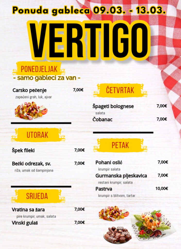 Restoran Vertigo – 09.03.-14.03.2026.