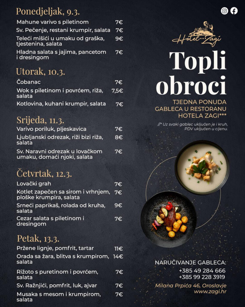 Restoran Zagi – 09.03.-14.03.2026.