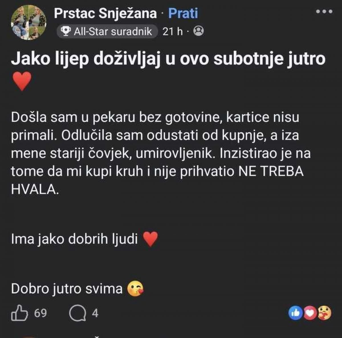 Neočekivana gesta u jaskanskoj pekarnici: Umirovljenik oduševio ženu i cijeli grad
